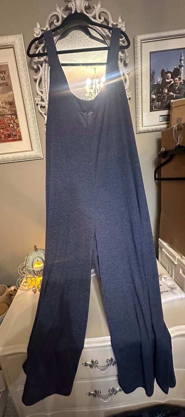 WellSize Women's Sleeveless Wide Leg Marled Blue Loungewear Jumpsuit